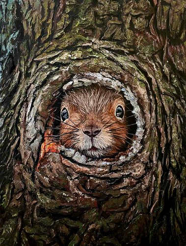 Squirrel in a hollow Elena Dmitrenko