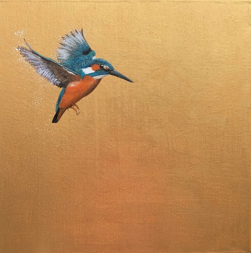 Flight Of The Kingfisher ~ on gold Laure Bury