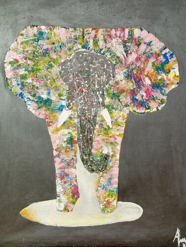 Elephant painting, Arts African, Arts and crafts, Elephant canvas Painting Jafeth Moiane