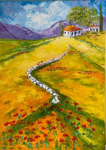 Country Scene with Poppies Mary Papas