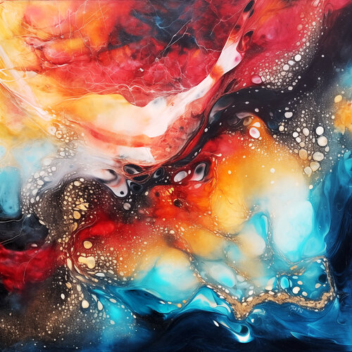 Series “Stream of Life and Love”. “Cosmic Dance of Colors: Whirlwind of Fiery Transitions” Yla Pil