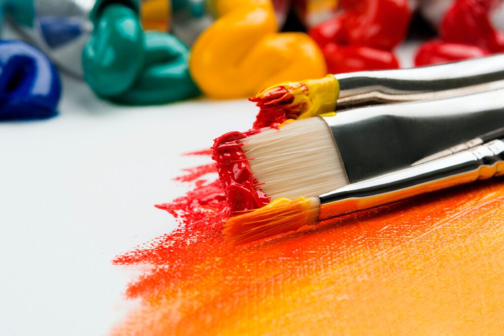 Colorful arty paint brushes 