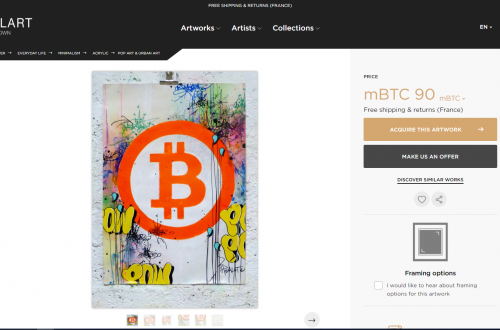 Cover Picture: Bitcoin Art: ‘Bitcoin 2018!’ By Jp Malot, acrylic, collage, watercolor, graffiti, felt, ink on paper, 70x50cm. Available for purchase on Singulart. Screenshot: Singulart.